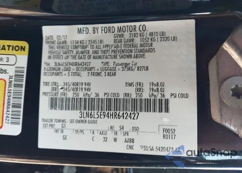 2017 Lincoln Mkz Reserve из США, поврежденный, VIN 3LN6L5E94HR642427